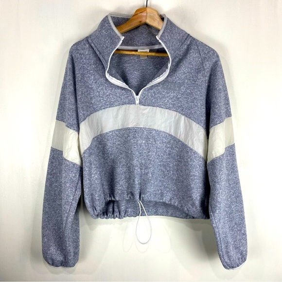 PINK Victoria's Secret 1/4 Quarter Zip Up Cropped Pullover Sweatshirt Medium - Picture 1 of 6